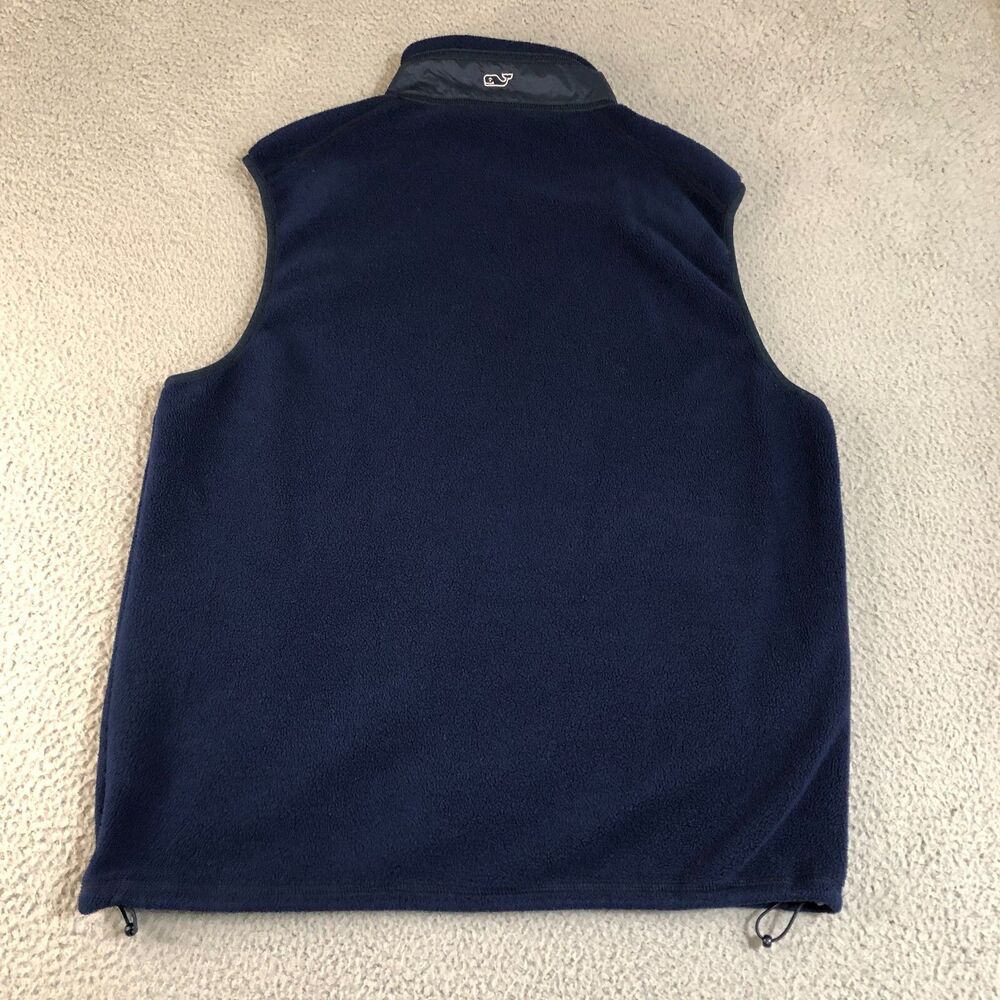 Vineyard Vines Vest Men Large Blue Jacket Fleece Preppy Full Zip Logo High Neck - Picture 4 of 7